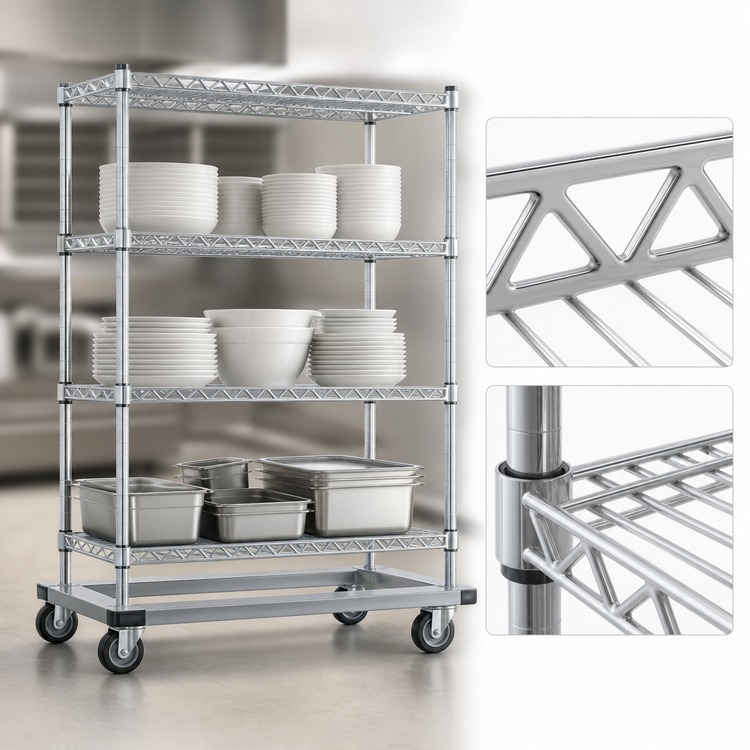 Product image #3 for EAGLEbrite 4-Tier Wire Shelving Dolly Truck, 36 x 18 Inches, Zinc Finish