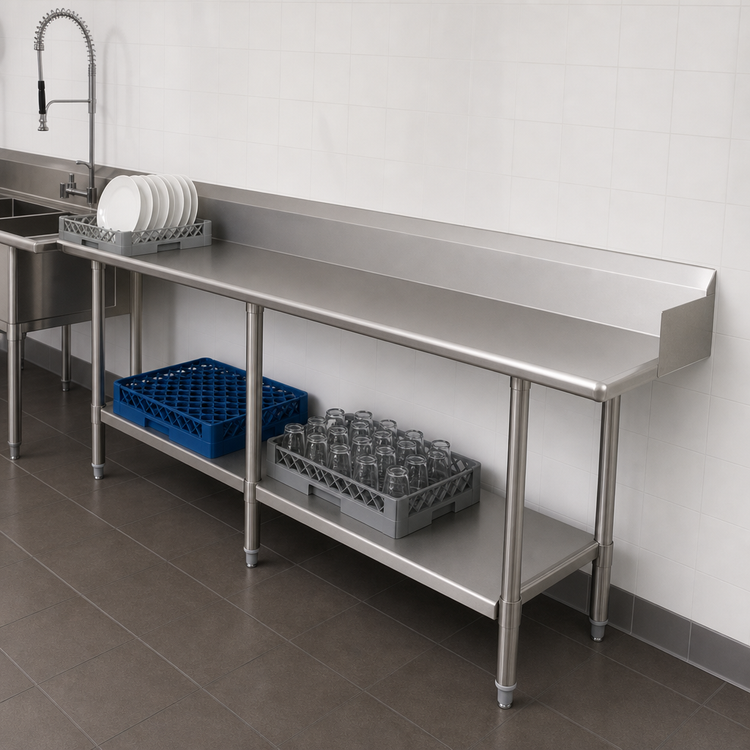 Product image #3 for John Boos Pro-Bowl Straight Clean Dishtable, 144 x 30 Inch, Right-To-Left, 16-Gauge 300-Series Stainless Steel