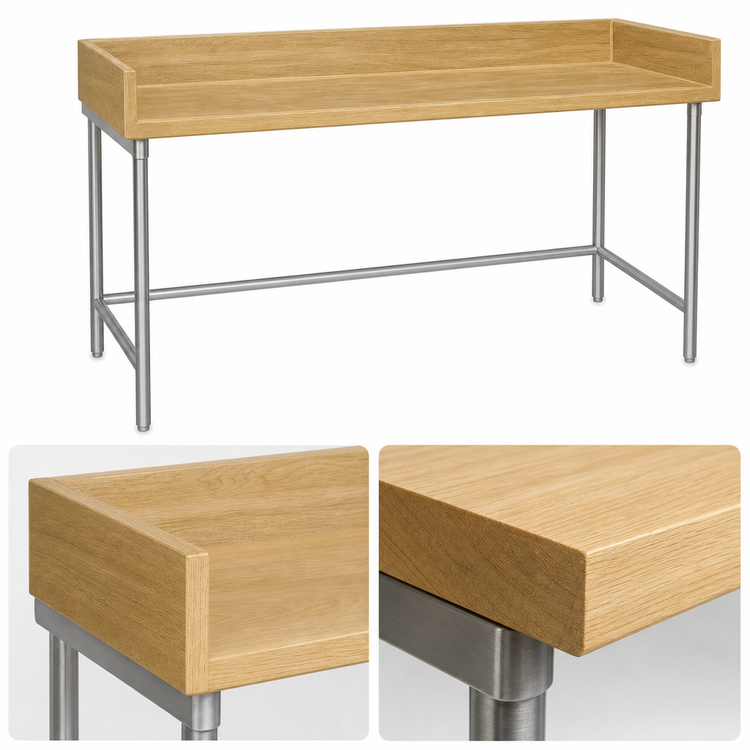 Product image #3 for Advance Tabco 60-Inch Wood Top Bakers' Table with 4-Inch Rear and Side Splashes