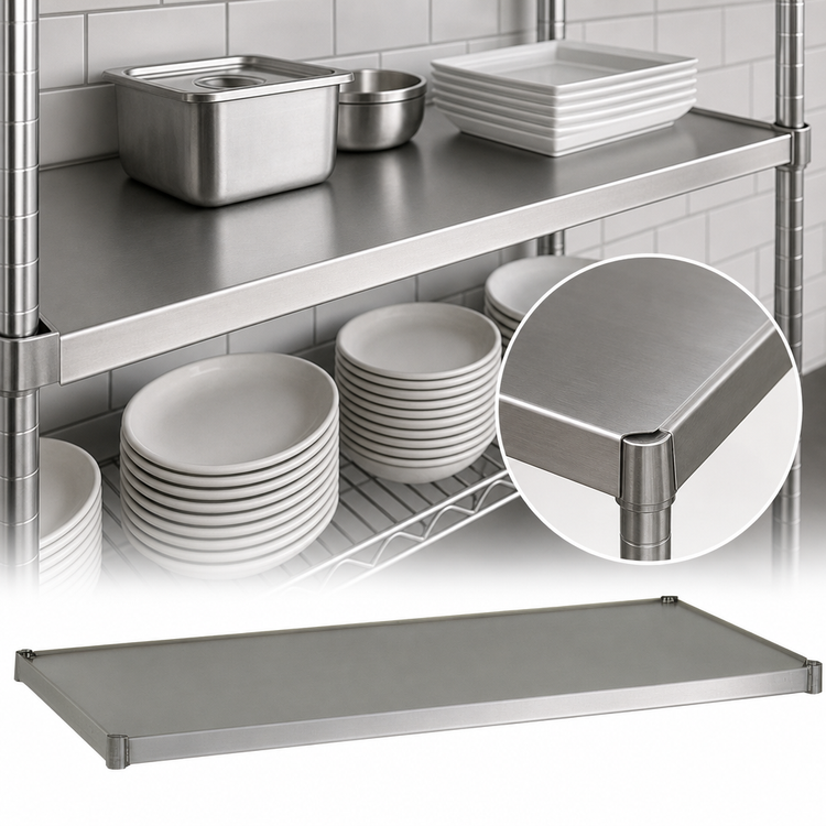 Product image #3 for Eagle Group 54-Inch x 18-Inch Heavy-Duty Solid Stainless Steel Shelf with Marine Edge