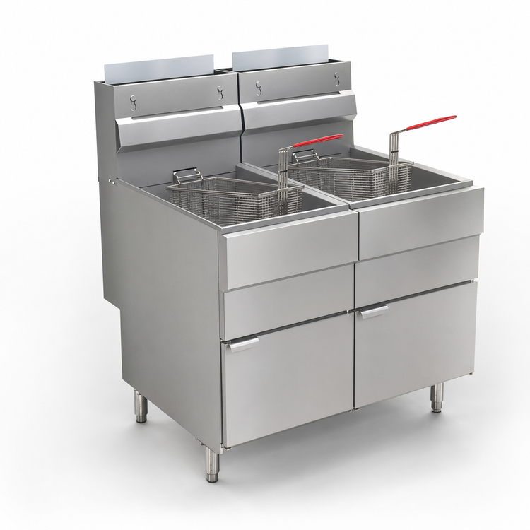Product image #3 for Comstock-Castle Castle Series GF120T Floor Model Tube-Type Gas Deep Fryer, 15.5-Inch Wide, Dual 25 lb. Tanks