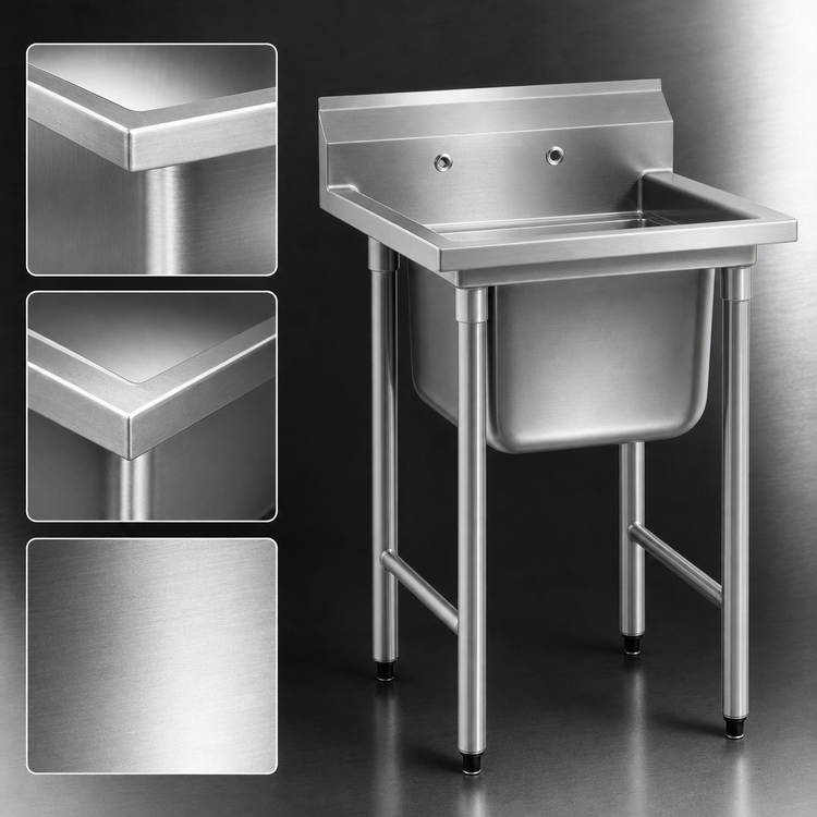 Product image #3 for Eagle Group 314 Series Commercial 1-Compartment 304 Stainless Steel Sink with Left Drainboard, 38-7/8" W x 27-1/2" D