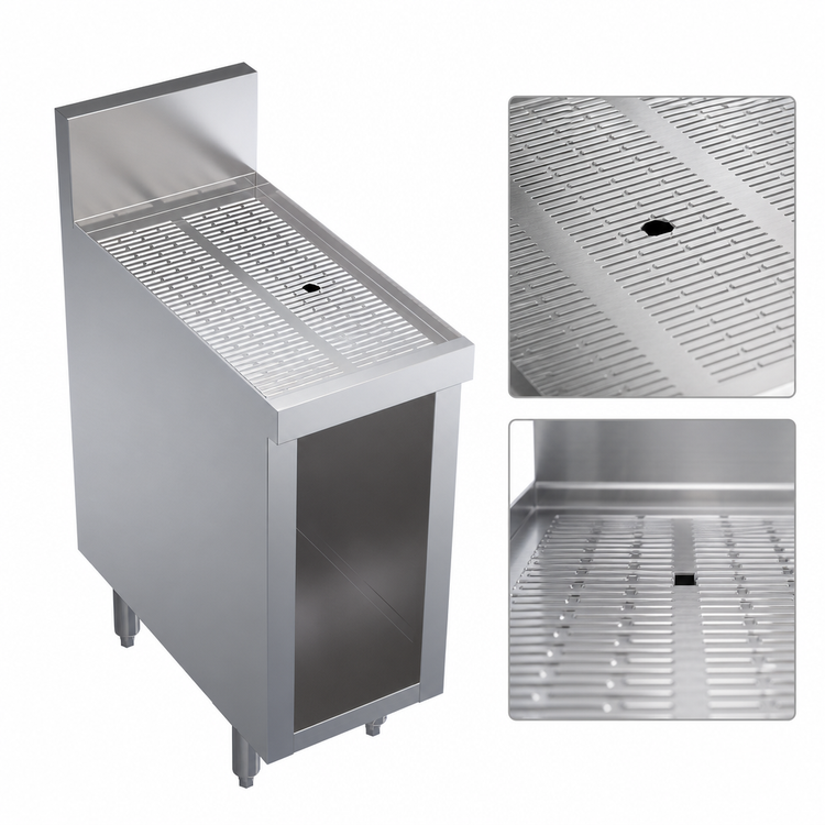 Product image #3 for Krowne Royal Series Underbar Drainboard with Open Cabinet Base, 12 Inch x 24 Inch