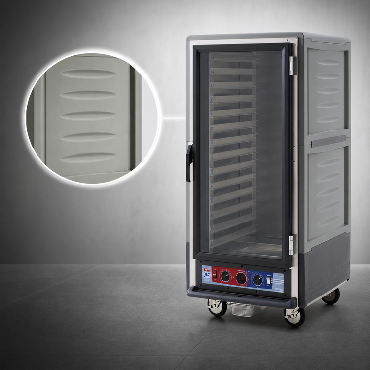 Product image #3 for Metro C5 3 Series 3/4 Height Mobile Heated Holding & Proofing Cabinet, Lower Watt, Gray, Clear Polycarbonate Door
