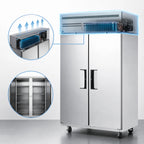 Thumbnail image #3 for Everest Refrigeration ESR2 Two-Section Reach-In Refrigerator, 48 Cu. Ft., Solid Self-Closing Doors, Top-Mounted Refrigeration, Stainless Steel
