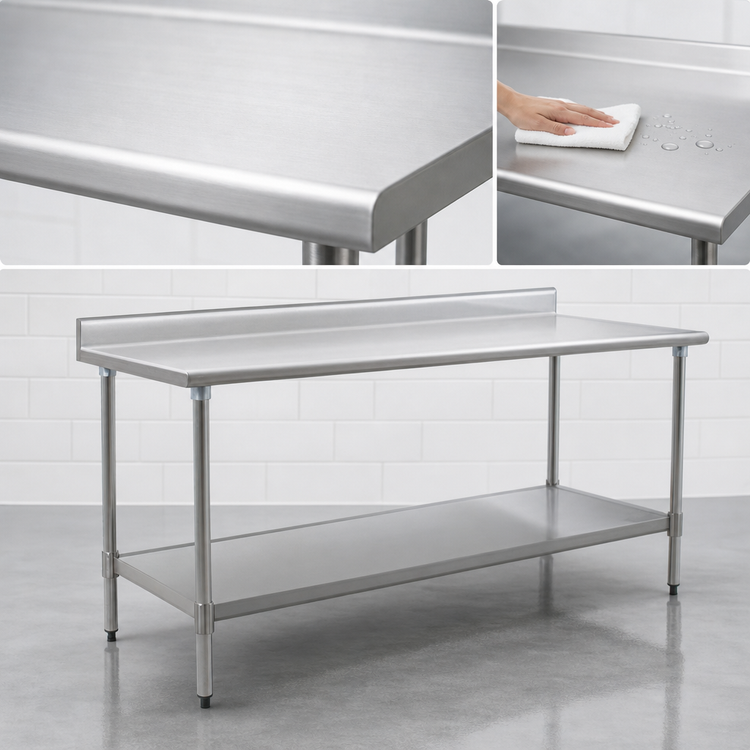 Product image #3 for BlendPort® Budget Series 60 in. W x 24 in. D 430 Stainless Steel Work Table with Backsplash and Undershelf