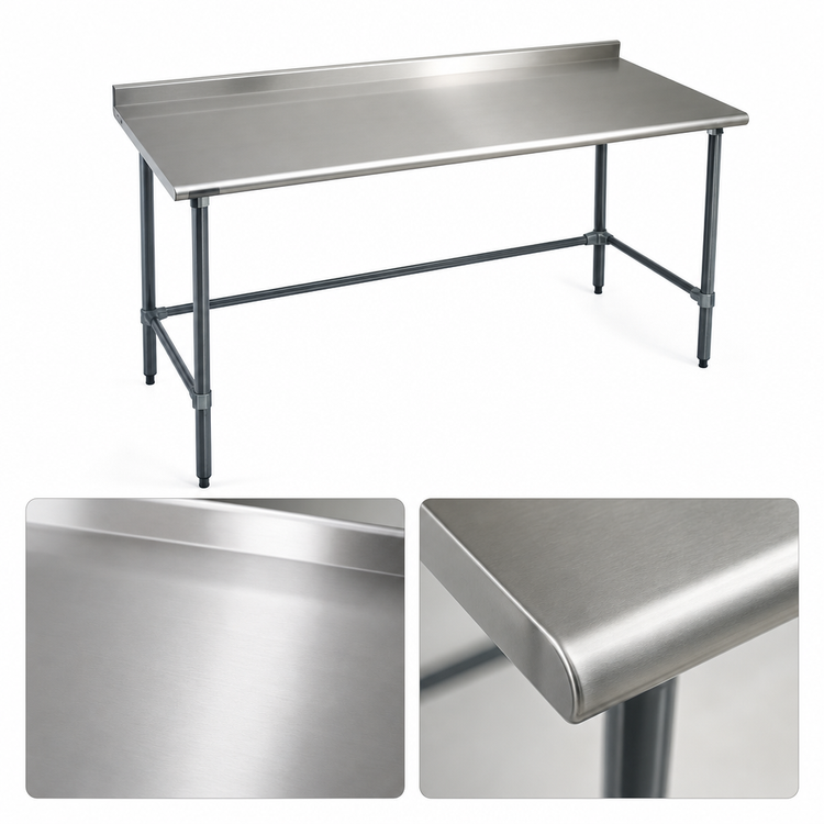 Product image #3 for BlendPort Deluxe Series 84-Inch x 24-Inch Stainless Steel Work Table with Rear Upturn and Galvanized Tubular Base