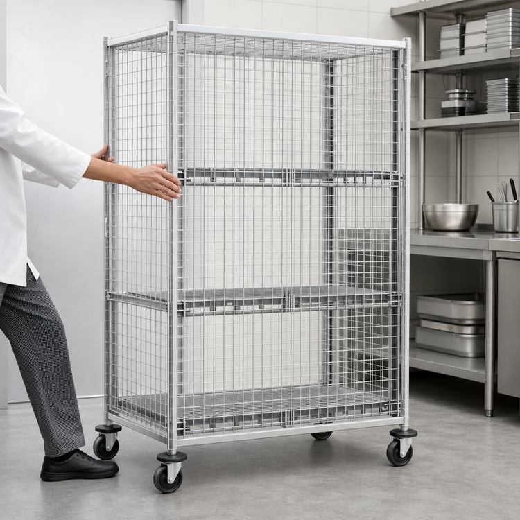 Product image #3 for Metro Super Erecta Mobile Chrome-Plated Security Cage Unit, 40-3/4 x 33-1/2 x 68-1/2 Inches