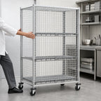 Thumbnail image #3 for Metro Super Erecta SEC63EC Mobile Chrome-Plated Wire Security Cage, 40-3/4 x 33-1/2 x 68-1/2 Inches, No Shelves