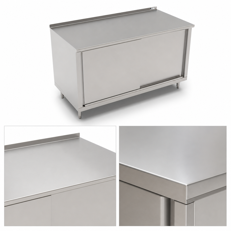 Product image #3 for John Boos 48"W x 24"D Cabinet Base Enclosed Work Table with Sliding Doors and 1-1/2" Rear Riser