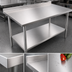 Thumbnail image #3 for John Boos Stallion 120 Inch x 30 Inch 16 Gauge Stainless Steel Work Table with 1-1/2 Inch Rear Up-Turn, Galvanized Base, and Adjustable Undershelf