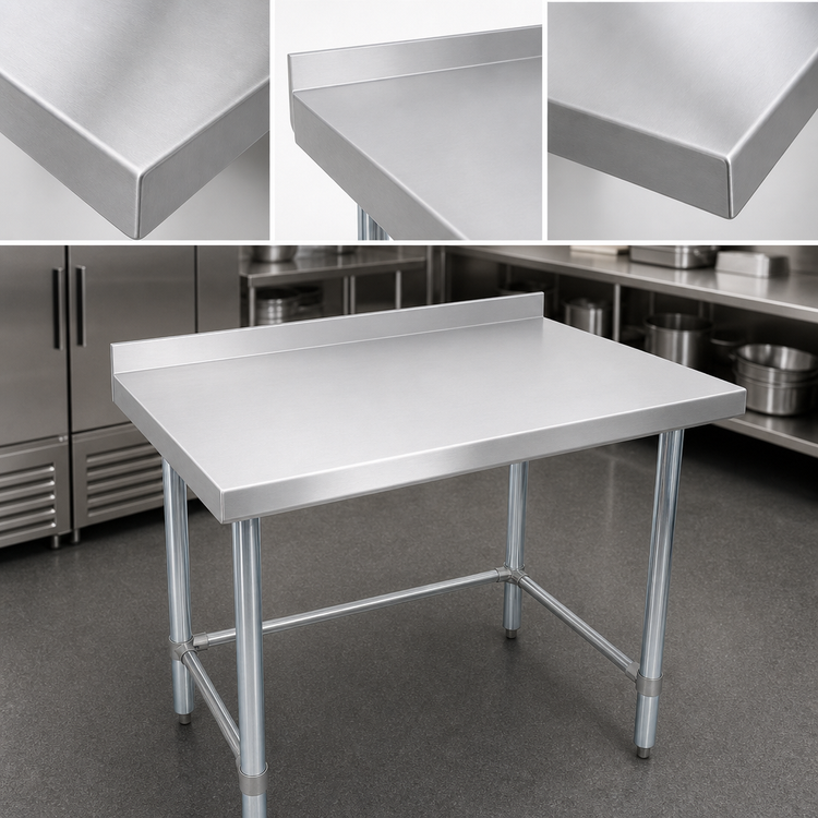 Product image #3 for BK Resources 72 x 24 Inch Open Base Riser Top Stainless Steel Work Table with Galvanized Legs