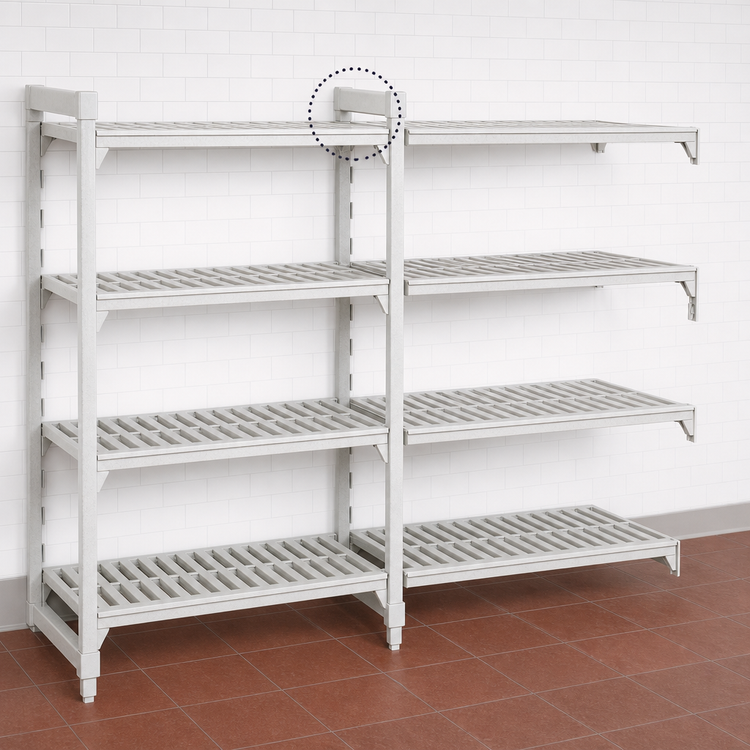 Product image #4 for Cambro Camshelving Premium 4-Shelf Vented Add-On Polymer Shelving Unit, 21 x 36 x 64 Inch, Speckled Gray