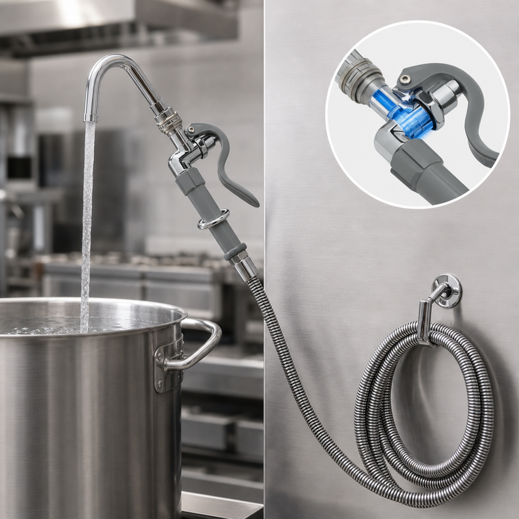 Product image #3 for T&S Brass Automatic Shut-Off Pot & Kettle Filler with Hook Nozzle and 68-Inch Hose