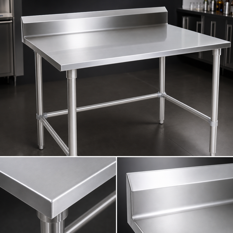 Product image #3 for John Boos Stallion 108-Inch x 30-Inch Stainless Steel Cocktail Station Work Table with 5-Inch Backsplash and Safety Edge
