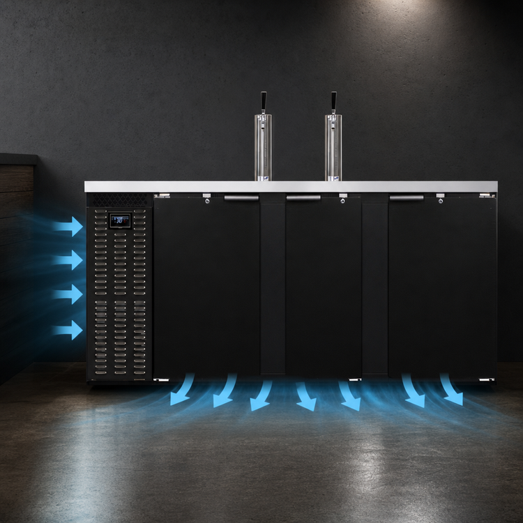 Product image #3 for Continental Refrigerator KC90N 90" 3-Door Front Breathing Keg Cooler with 2 Draft Towers