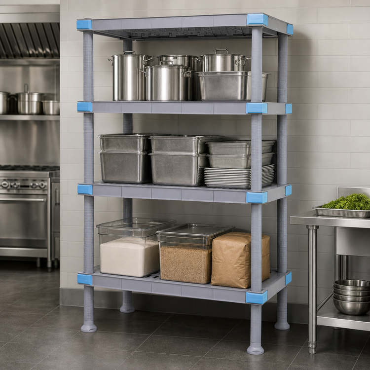 Product image #3 for Quantum Millenia 42"W x 18"D x 86"H Gray Polymer Stationary Starter Shelving Unit, 2,000 lb Capacity