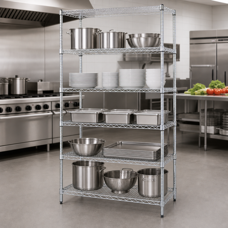 Product image #3 for Quantum 24 x 18 x 74 Inch 5-Shelf 304 Stainless Steel Wire Shelving Starter Kit