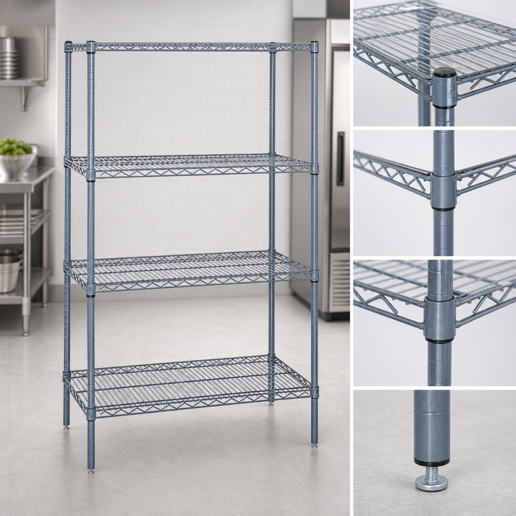 Product image #3 for Quantum 36-Inch W x 24-Inch D x 63-Inch H Wire Shelving Starter Kit, 5-Shelf, Gray Epoxy Antimicrobial Finish