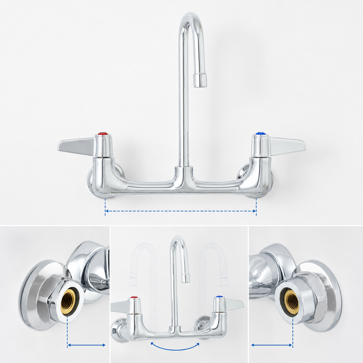 Product image #3 for equip 8-Inch Wall-Mount Mixing Faucet with 3-Inch Swing Nozzle, Low Lead