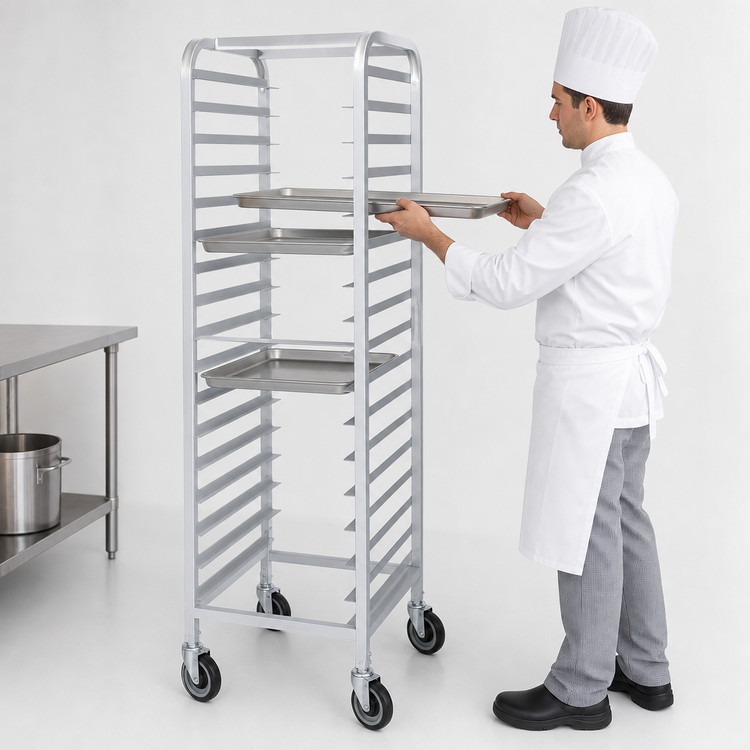 Product image #3 for Dinex Econo Side-Load Aluminum Pan Rack for 20 18 x 26-Inch Trays