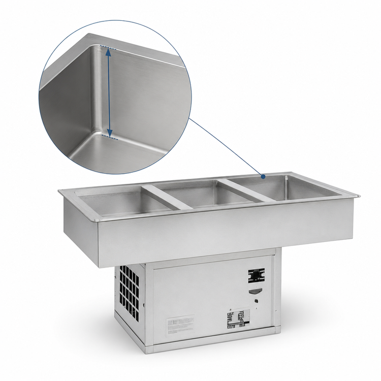 Product image #3 for Atlas Metal WCMD-C-X-6 6-Pan Deep Refrigerated Drop-In Cold Food Well (Remote Refrigeration)