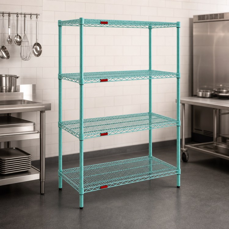Product image #3 for EagleGard 4-Tier Starter Wire Shelving Unit, 48W x 21D x 74H, Hybrid Epoxy Finish