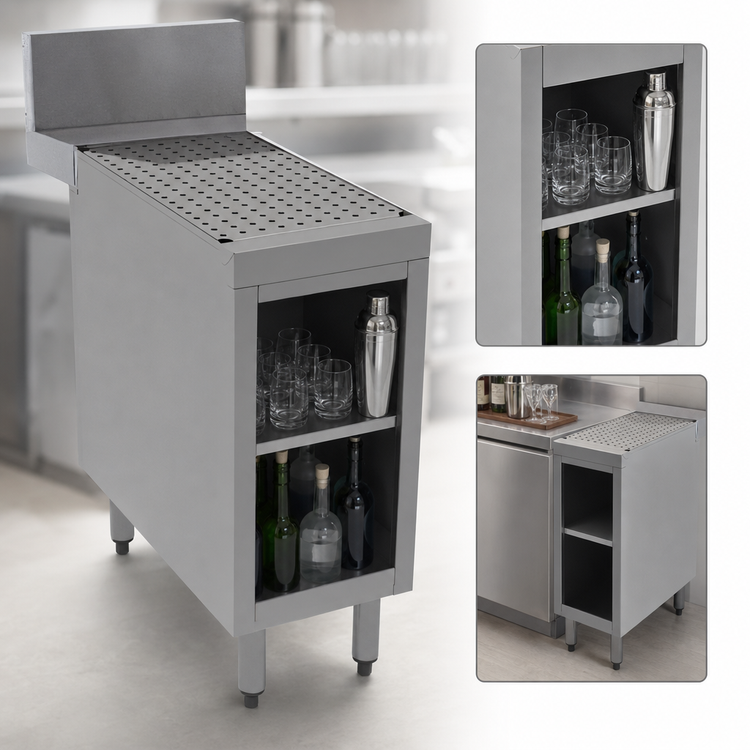 Product image #3 for Advance Tabco Prestige Supreme Open Front Underbar Drainboard Cabinet, 18 x 30 x 36 Inches, Stainless Steel