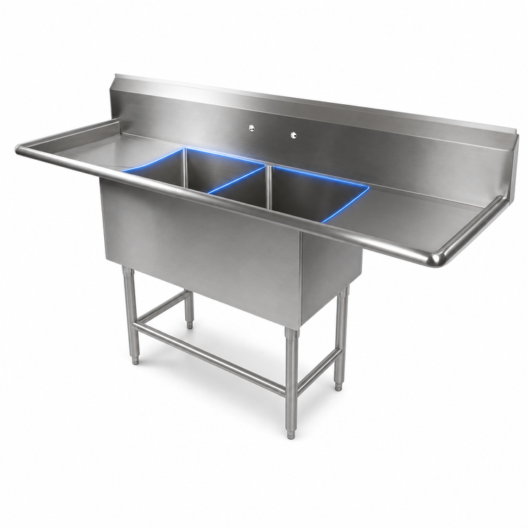 Product image #3 for John Boos Pro-Bowl 2-Compartment Stainless Steel Sink with Left and Right Drainboards