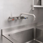 Thumbnail image #3 for BK Resources EVO-8SM-6 Commercial Backsplash-Mount Faucet, 8-Inch Centers, 6-Inch Swing Spout, Ceramic Valves, Lead-Free Stainless Steel
