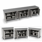 Thumbnail image #3 for John Boos 4CH4-24144 144" x 24" 14-Gauge 300 Series Stainless Steel Enclosed Work Table with Cabinet Base and 3 Hinged Door Sets