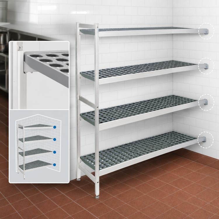 Product image #3 for Fermostock 4-Tier Polymer Corner Expansion Shelving Unit Kit, 47"W x 18"D x 83"H