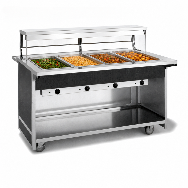 Product image #3 for Atlas Metal BLH-4 Mobile Electric Hot Food Serving Counter with 4 Wells