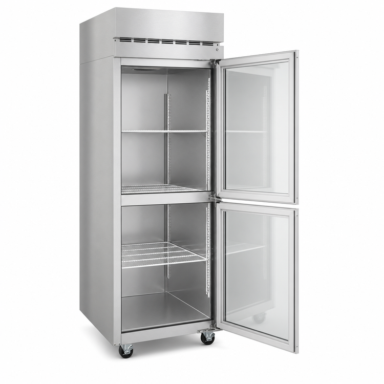 Product image #3 for Hoshizaki Steelheart F1A-HG One-Section Reach-In Display Freezer with Half-Height Hinged Glass Doors, 23.1 Cu. Ft.