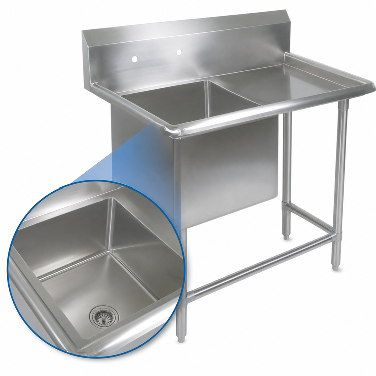 Product image #3 for John Boos Pro-Bowl 1-Compartment Stainless Steel Sink with Right Drainboard, 48-3/16-Inch Wide