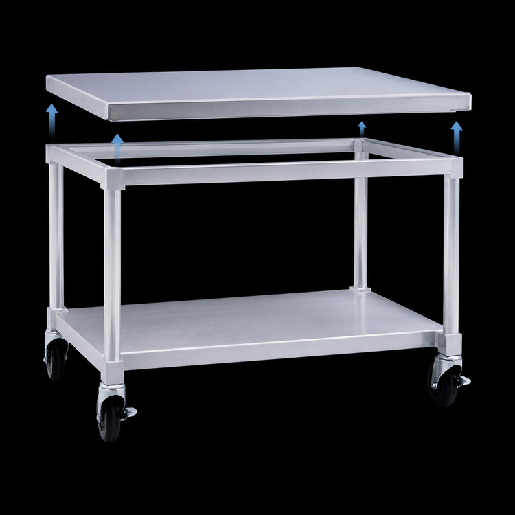 Product image #3 for New Age 36-Inch W x 30-Inch D Aluminum Equipment Stand with Marine-Edge Top and Adjustable Undershelf