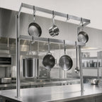 Thumbnail image #3 for John Boos PRD2 Table-Mounted Double-Bar Stainless Steel Pot Rack with 10 Double Hooks, 55-1/4-Inch Overall Length
