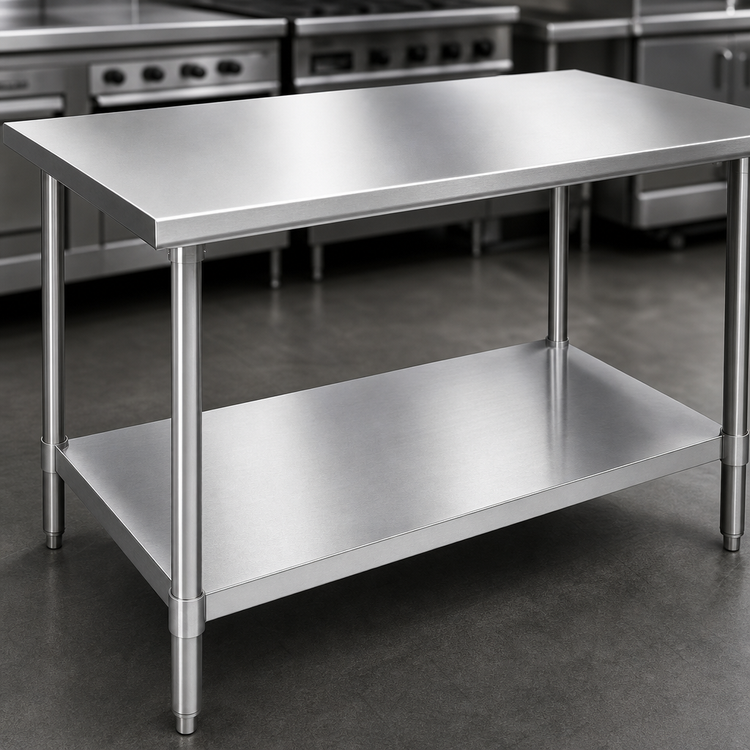 Product image #3 for Eagle Spec-Master 84 Inch x 36 Inch Flat Top Stainless Steel Work Table with Galvanized Undershelf