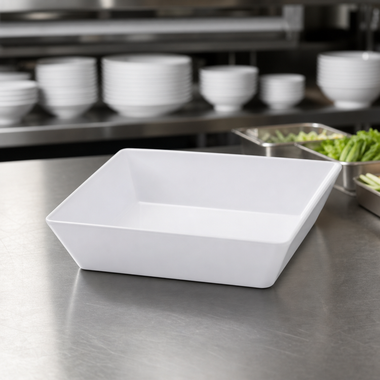 Product image #3 for American Metalcraft Endurance 36 oz. Square Shallow Melamine Bowl, White