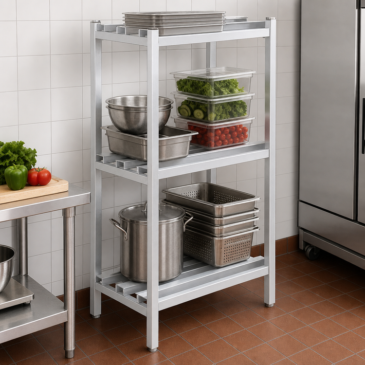 Product image #3 for Lifetime Tough 3-Shelf Channel-Style Aluminum Dunnage Shelving, 48W x 20D x 64H