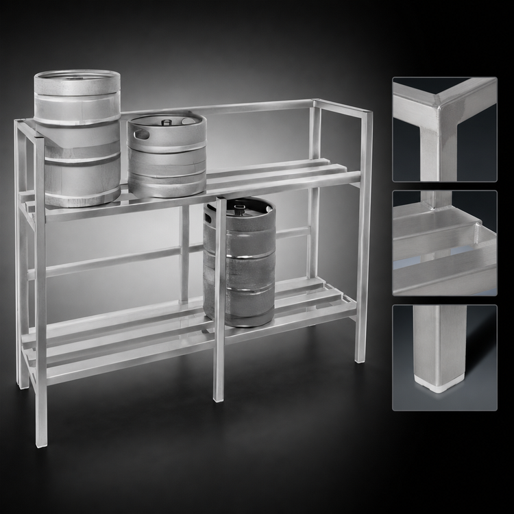 Product image #3 for Channel Manufacturing KSR48 All-Welded Aluminum Single-Deep Keg Storage Rack, 4 Keg Capacity