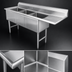 Thumbnail image #3 for Steel Works 18-Gauge 3-Compartment 304 Stainless Steel Sink with Right Drainboard — 68.5