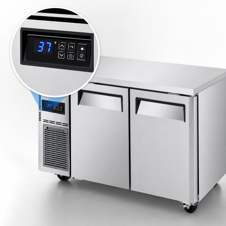 Product image #3 for Turbo Air J Series Narrow Two-Section Side Mount Undercounter Refrigerator, 8.27 Cu. Ft., Stainless Steel
