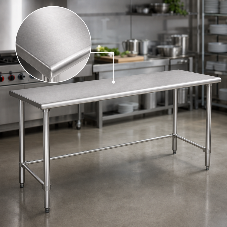 Product image #3 for BlendPort Budget Series 72" x 24" 430 Stainless Steel Open Base Work Table