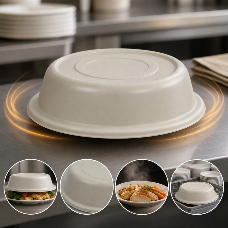Product image #4 for Cambro Versa Camcover 10-Inch Round Fiberglass Ventless Plate Cover, Antique Parchment