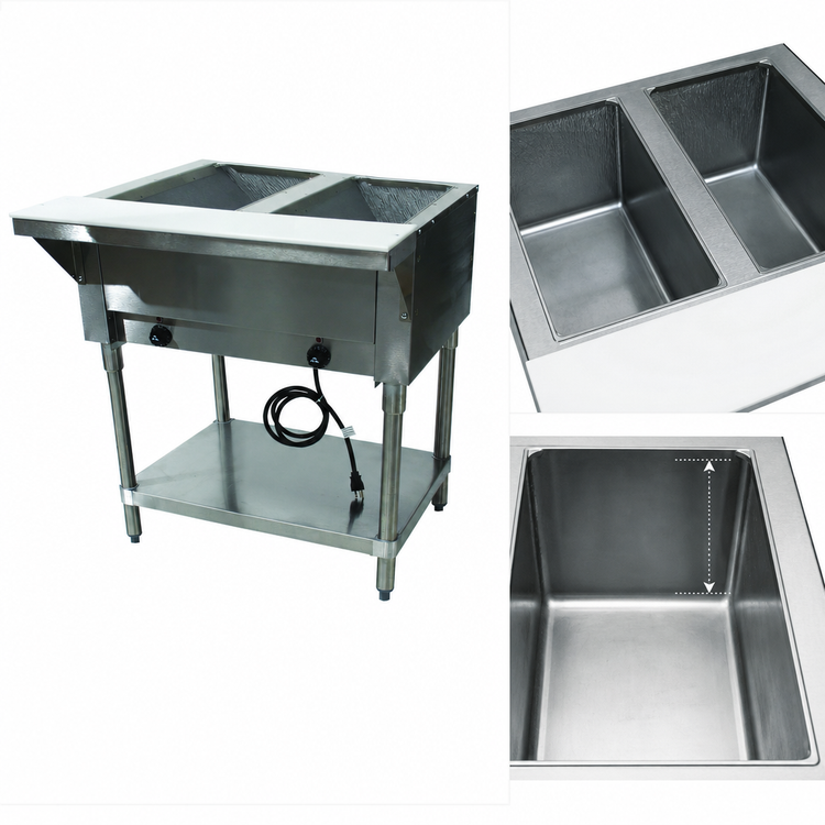 Product image #3 for Advance Tabco Triumph Supreme Electric Hot Food Table with Undershelf, 2 Wells, 120V