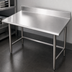 Thumbnail image #3 for Advance Tabco 48 Inch x 30 Inch 16 Gauge 304 Stainless Steel Work Table with 5 Inch Backsplash and Open Base