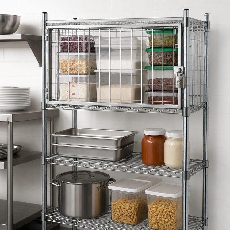 Product image #3 for Stainless Steel Flip-Up Door Security Enclosure Kit for 48" x 18" Wire Shelving