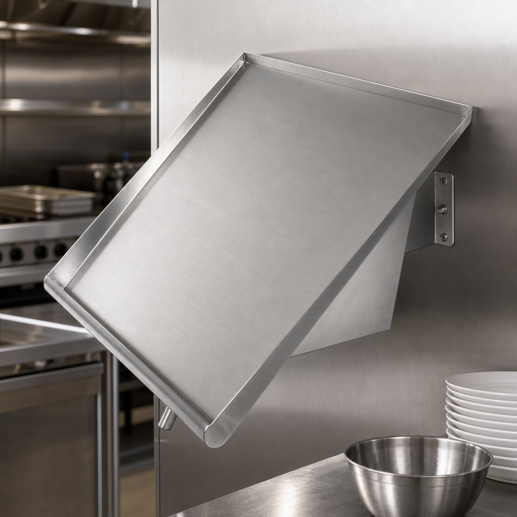 Product image #3 for BK Resources 63-Inch Wall-Mount Solid Stainless Steel Slant Rack Shelf