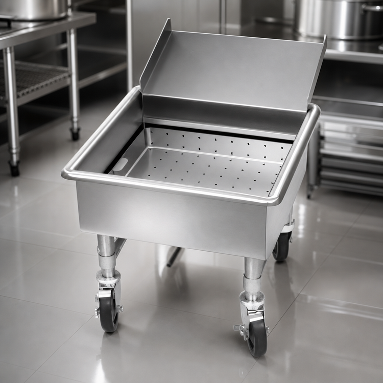 Product image #3 for Mobile Stainless Steel Soak Sink with 20" x 20" x 8" Deep Compartment and Casters